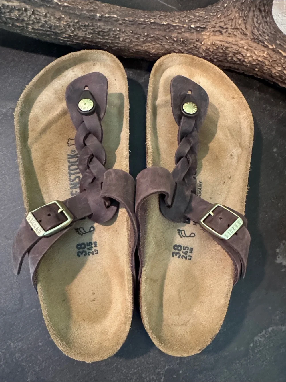 Birkenstock Brown Braided Toe-Post Sandals